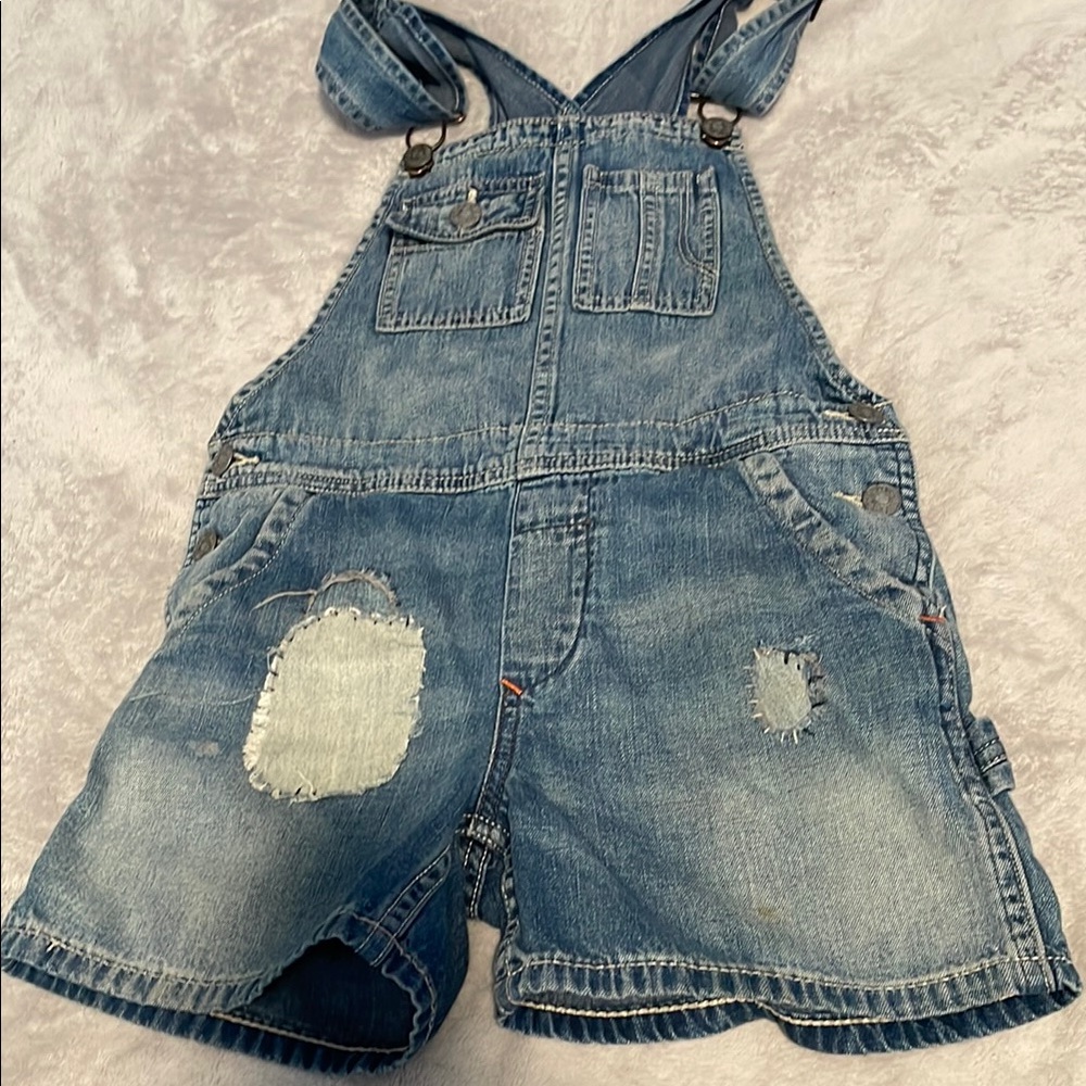 Ralph Lauren Blue Denim Overalls with Vintage Distressing